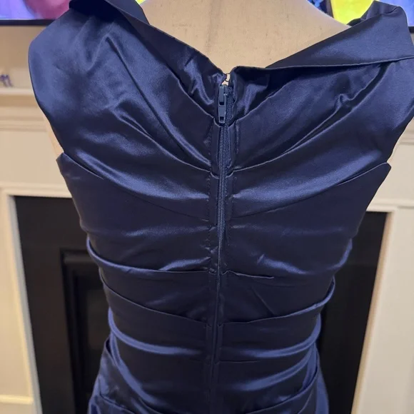 Rickie Freeman for Teri Jon Navy Ruched Evening Gown – Vintage Y2K – Size 6 - Picture 9 of 12